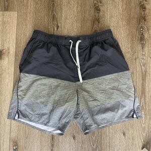 Vuori Mens L Lightweight Shorts Grey Blue Pockets Lined Compression Zip Pocket